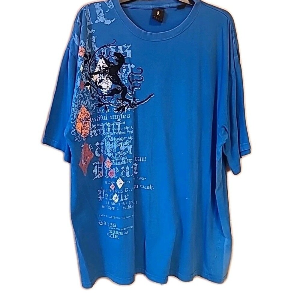 Vintage Kani Gold TShirt Mens XXL Blue Lion Dragon Graphic Y2K Street Wear